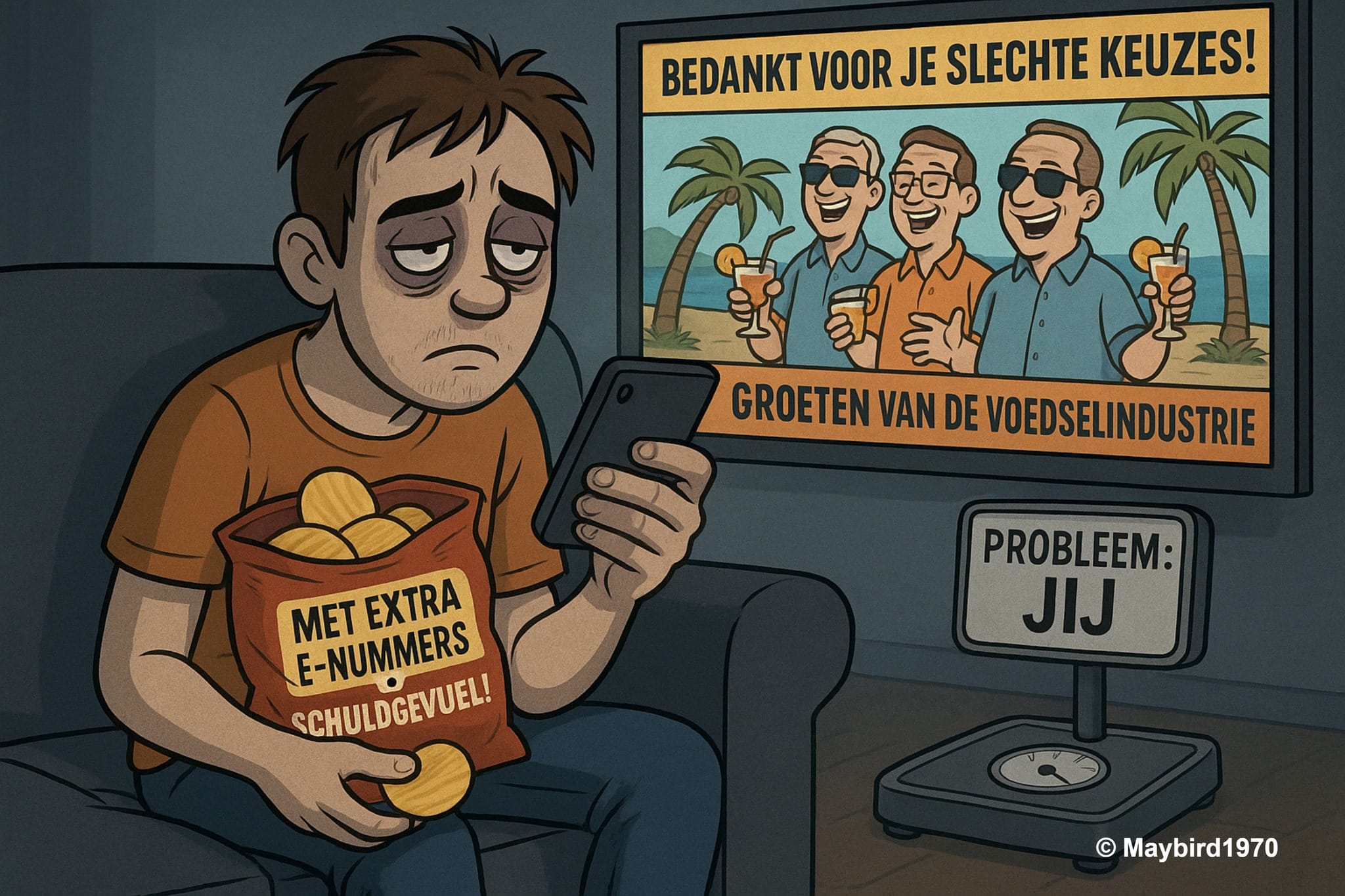 van slapen word je dik-digitale druktemaker