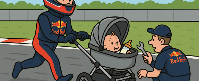 Van pitstop naar pamper, Max rijdt straks in een wieg met DRS max verstappen vader geworden-digitaledruktemaker.nl