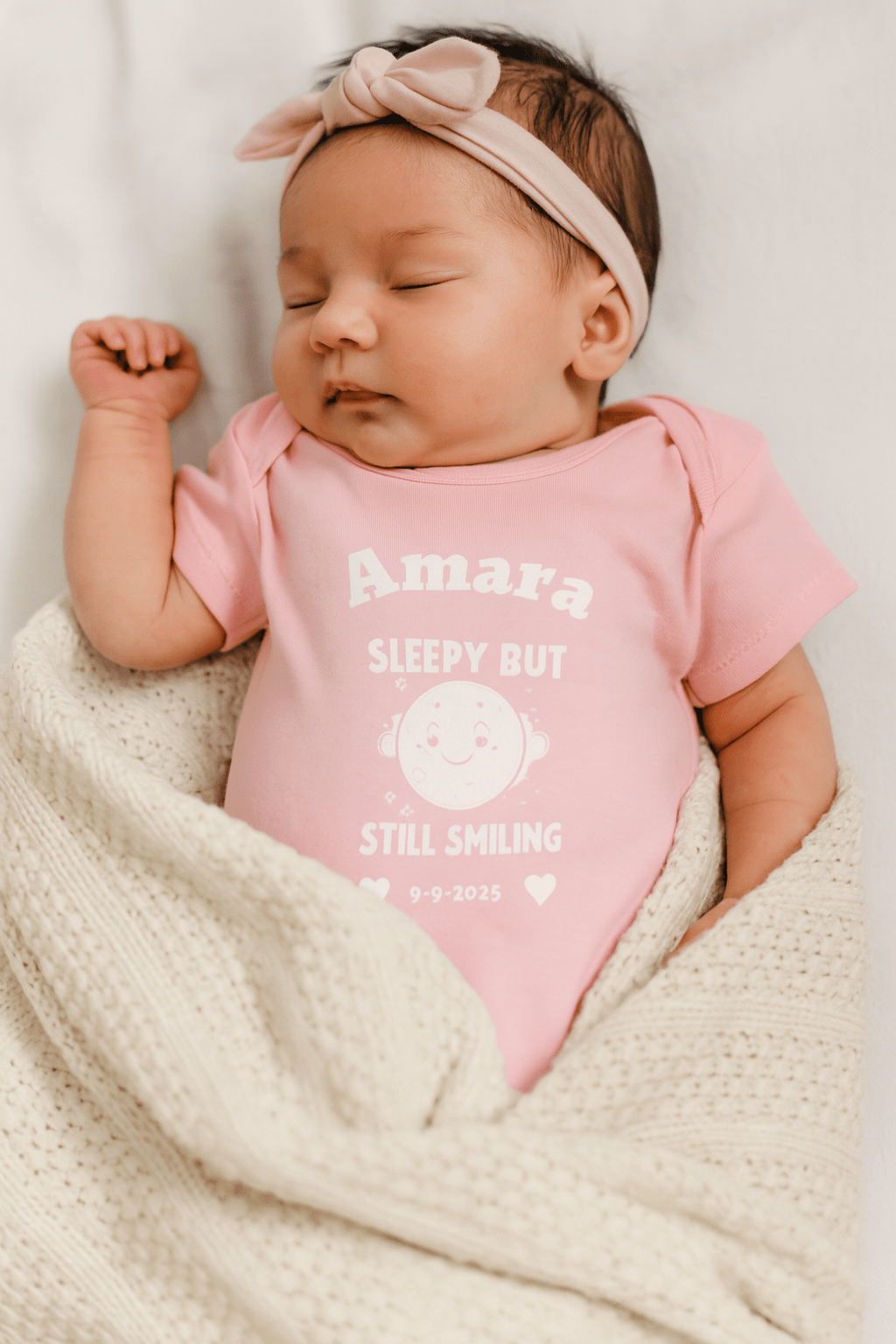 Roze meisje baby rompertje met tekst met naam