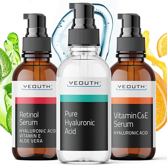 YEOUTH Retinol Serum voor gladde huid - Eveline Meijvogel YEOUTH Retinol Serum voor Gezicht, Hyaluronzuur, Vitamine C voor Gezicht, Hydraterende Serum 3x30ml-amazon must haves- anti aging serum-anti rimpel serum-eveline meijvogel