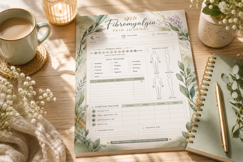 fibromyalgie pijn tracker planner- printable fibromyalgie pijn tracker