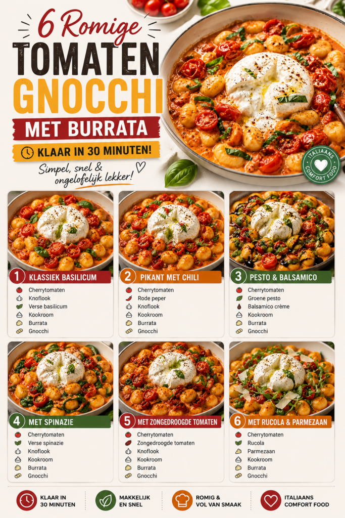 Italiaanse romige gnocchi met geroosterde cherrytomaten en burrata - Eveline Meijvogel burrata, burrata recepten, comfort food pasta, comfortfood, creamy tomato gnocchi, dinner ideas, easy gnocchi dinner, easy recipes, foodie, gnocchi, gnocchi met burrata, gnocchi met cherrytomaten, gnocchi recept, gnocchi uit de pan, Italiaanse gnocchi recept, italiaanse recepten, makkelijk recept, makkelijke Italiaanse recepten, pasta lover, pastarecepten, romige gnocchi saus, romige tomaten gnocchi, snelle gnocchi recepten, tomatensaus, tomato burrata pasta, vegetarisch, vegetarische pasta recepten, weeknight dinner, weeknight dinner ideas - eveline meijvogel - evelinemeijvogel.nl